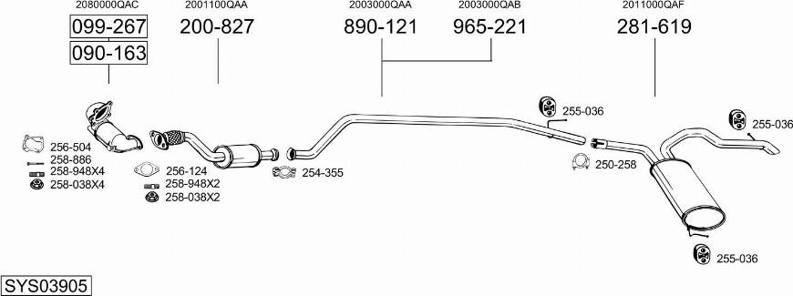 Bosal SYS03905 - Система выпуска ОГ autosila-amz.com