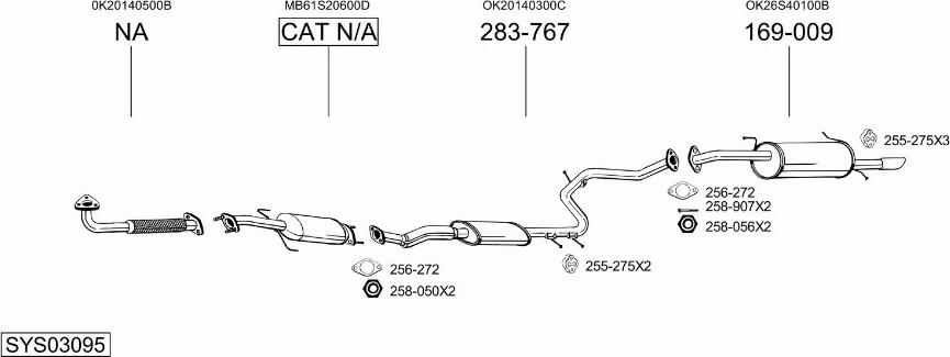 Bosal SYS03095 - Система выпуска ОГ autosila-amz.com