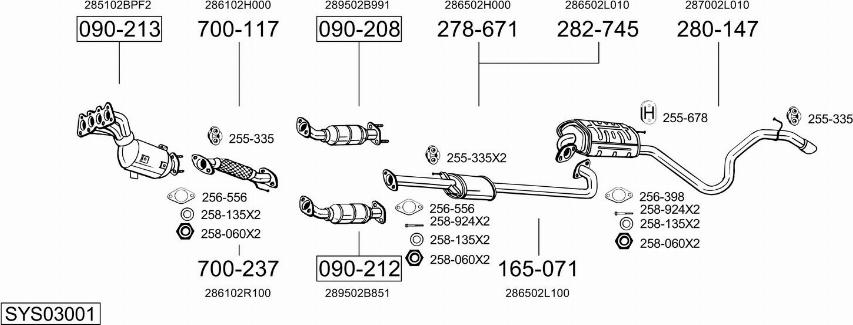 Bosal SYS03001 - Система выпуска ОГ autosila-amz.com