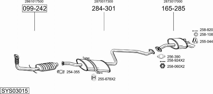 Bosal SYS03015 - Система выпуска ОГ autosila-amz.com