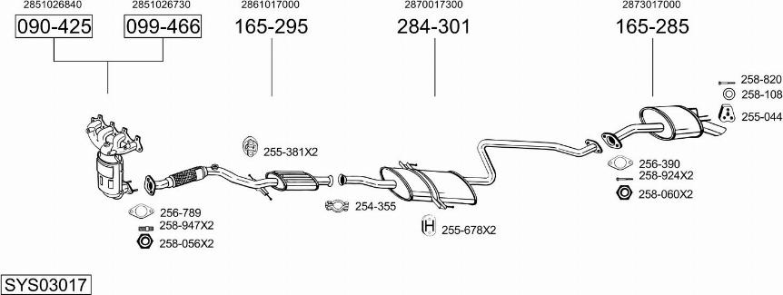 Bosal SYS03017 - Система выпуска ОГ autosila-amz.com