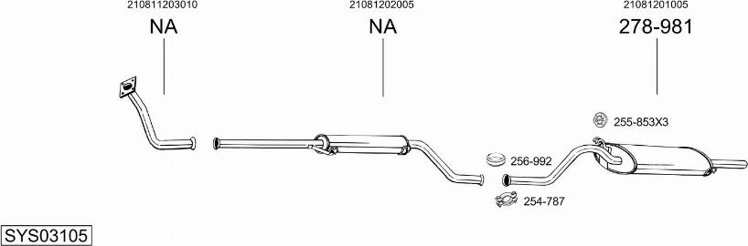 Bosal SYS03105 - Система выпуска ОГ autosila-amz.com