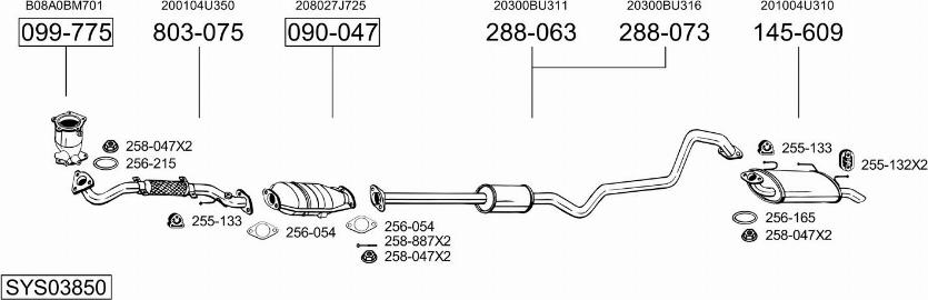 Bosal SYS03850 - Система выпуска ОГ autosila-amz.com