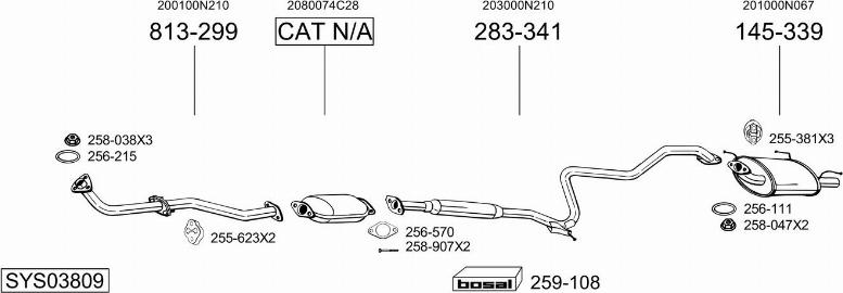 Bosal SYS03809 - Система выпуска ОГ autosila-amz.com