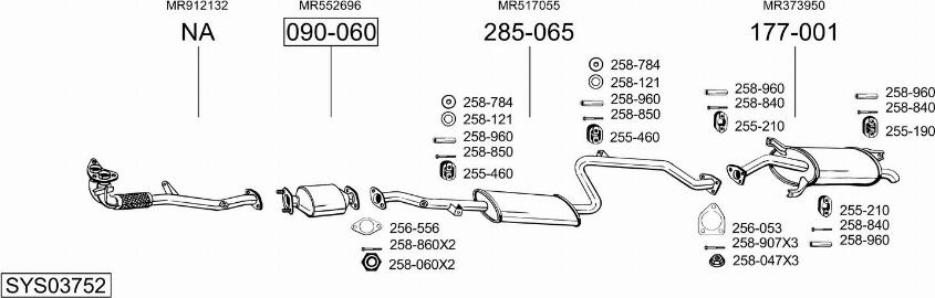 Bosal SYS03752 - Система выпуска ОГ autosila-amz.com