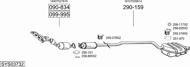 Bosal SYS03732 - Система выпуска ОГ autosila-amz.com