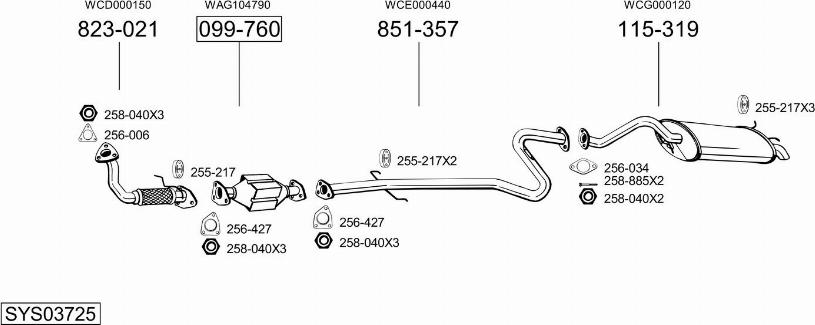 Bosal SYS03725 - Система выпуска ОГ autosila-amz.com