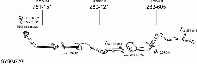 Bosal SYS03770 - Система выпуска ОГ autosila-amz.com