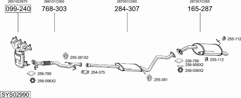 Bosal SYS02990 - Система выпуска ОГ autosila-amz.com