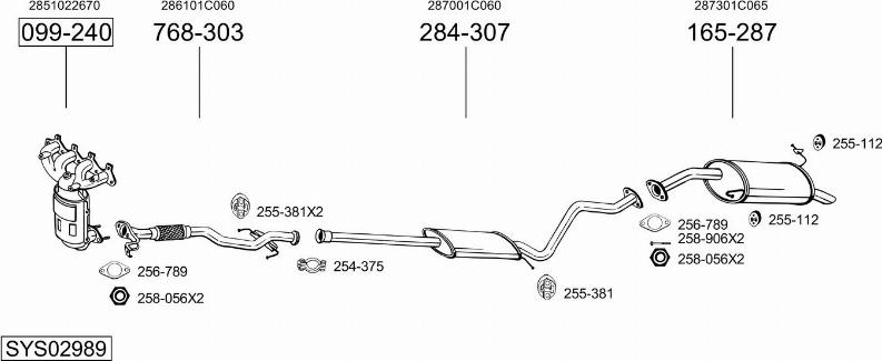 Bosal SYS02989 - Система выпуска ОГ autosila-amz.com