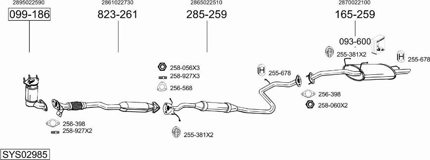 Bosal SYS02985 - Система выпуска ОГ autosila-amz.com