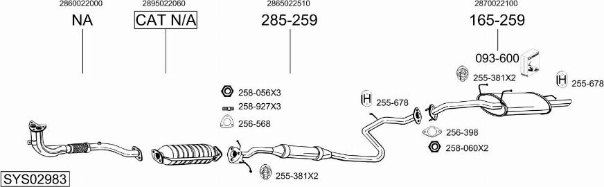 Bosal SYS02983 - Система выпуска ОГ autosila-amz.com