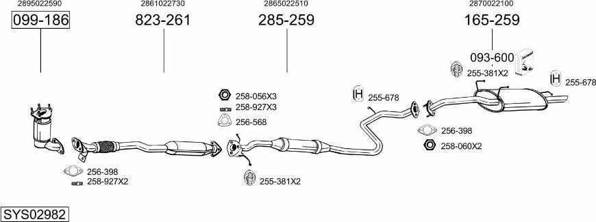 Bosal SYS02982 - Система выпуска ОГ autosila-amz.com