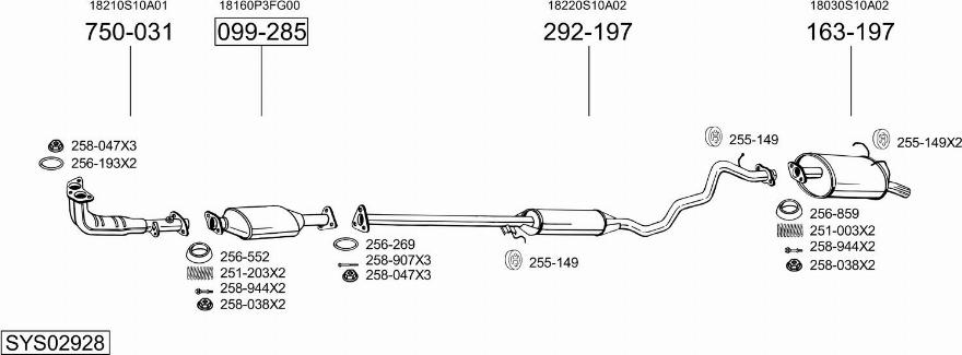 Bosal SYS02928 - Система выпуска ОГ autosila-amz.com