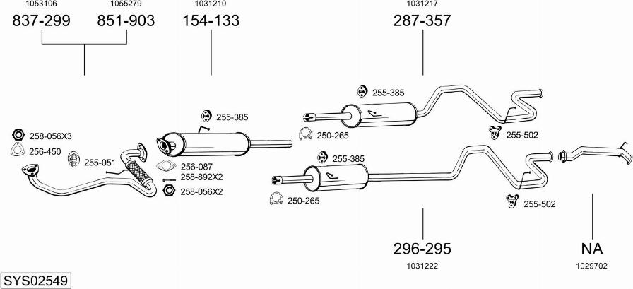 Bosal SYS02549 - Система выпуска ОГ autosila-amz.com