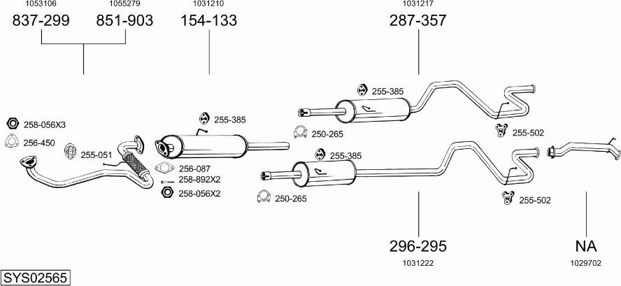 Bosal SYS02565 - Система выпуска ОГ autosila-amz.com