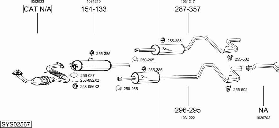 Bosal SYS02567 - Система выпуска ОГ autosila-amz.com