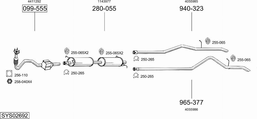 Bosal SYS02692 - Система выпуска ОГ autosila-amz.com