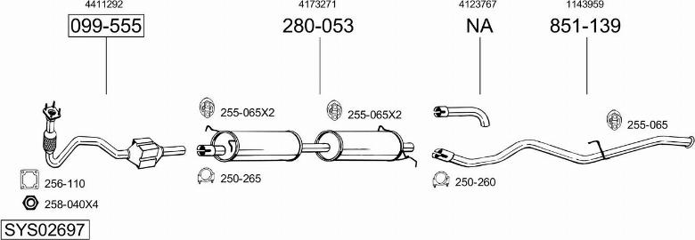 Bosal SYS02697 - Система выпуска ОГ autosila-amz.com