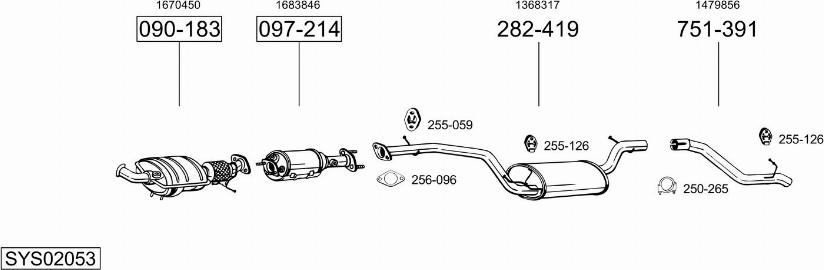 Bosal SYS02053 - Система выпуска ОГ autosila-amz.com