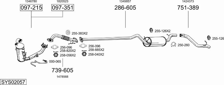 Bosal SYS02057 - Система выпуска ОГ autosila-amz.com