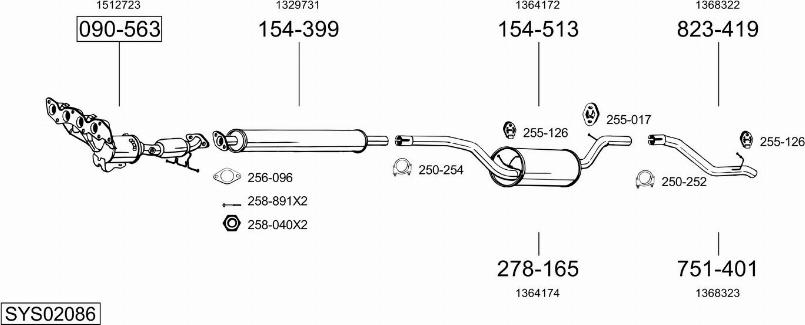 Bosal SYS02086 - Система выпуска ОГ autosila-amz.com