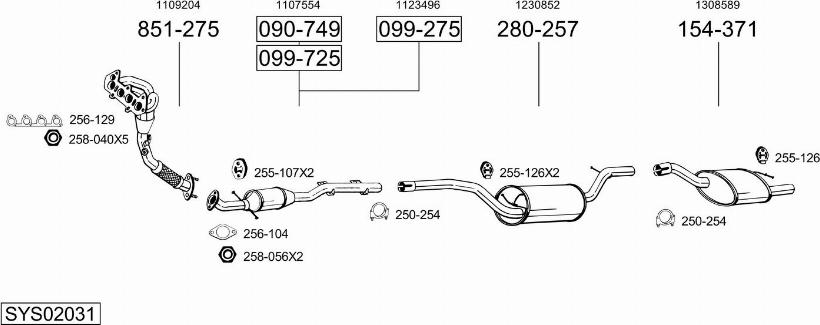 Bosal SYS02031 - Система выпуска ОГ autosila-amz.com