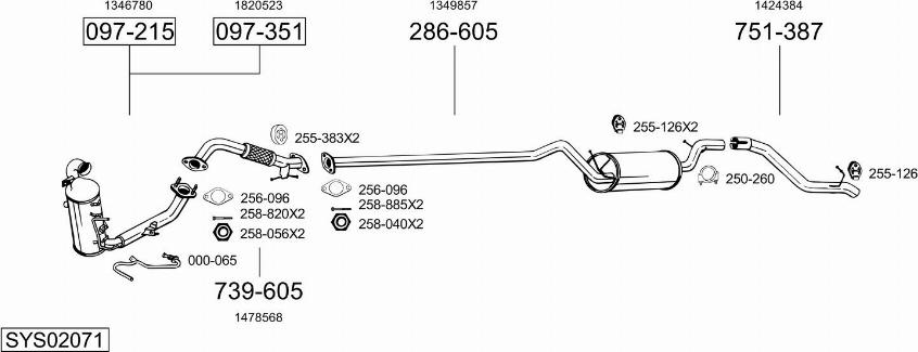 Bosal SYS02071 - Система выпуска ОГ autosila-amz.com