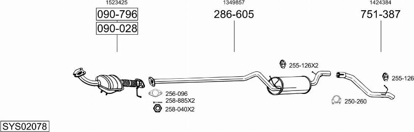 Bosal SYS02078 - Система выпуска ОГ autosila-amz.com