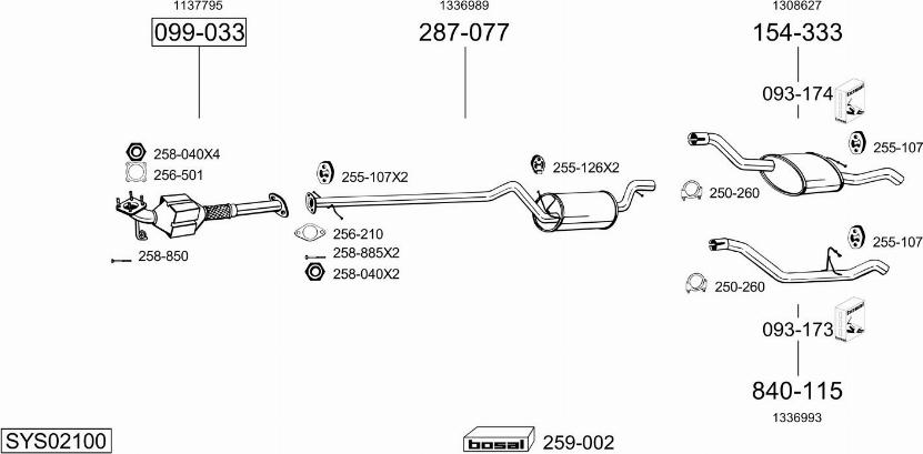 Bosal SYS02100 - Система выпуска ОГ autosila-amz.com