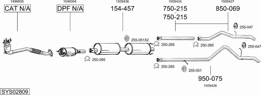 Bosal SYS02809 - Система выпуска ОГ autosila-amz.com