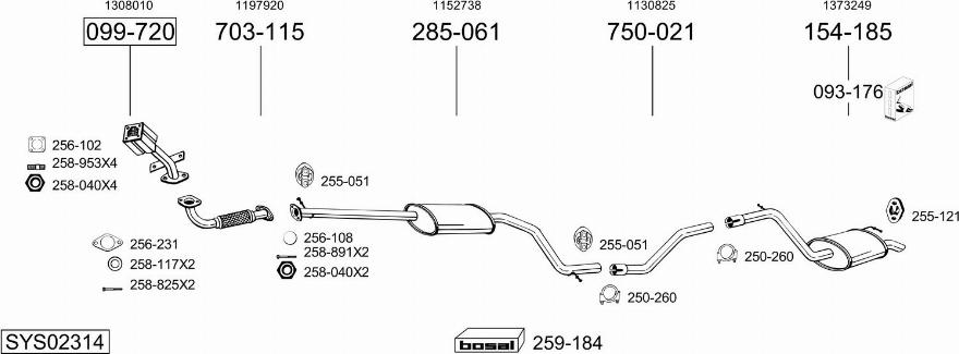 Bosal SYS02314 - Система выпуска ОГ autosila-amz.com