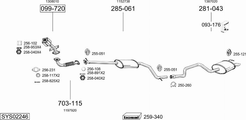 Bosal SYS02246 - Система выпуска ОГ autosila-amz.com