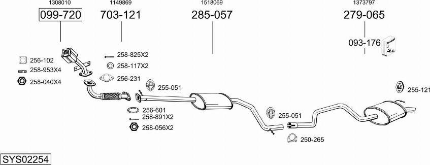 Bosal SYS02254 - Система выпуска ОГ autosila-amz.com