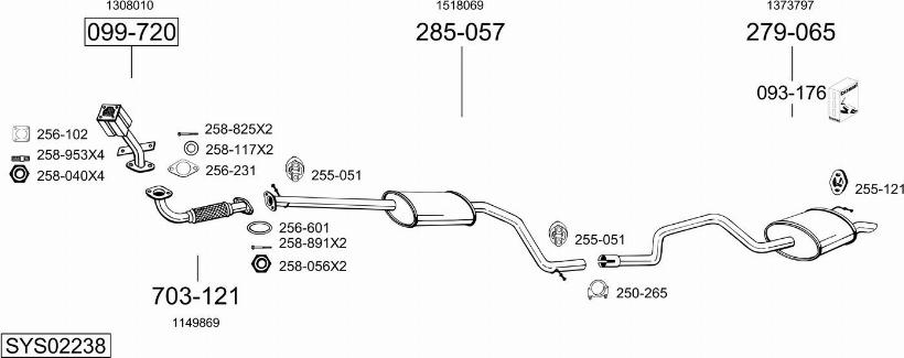 Bosal SYS02238 - Система выпуска ОГ autosila-amz.com