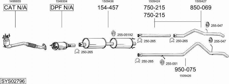 Bosal SYS02796 - Система выпуска ОГ autosila-amz.com