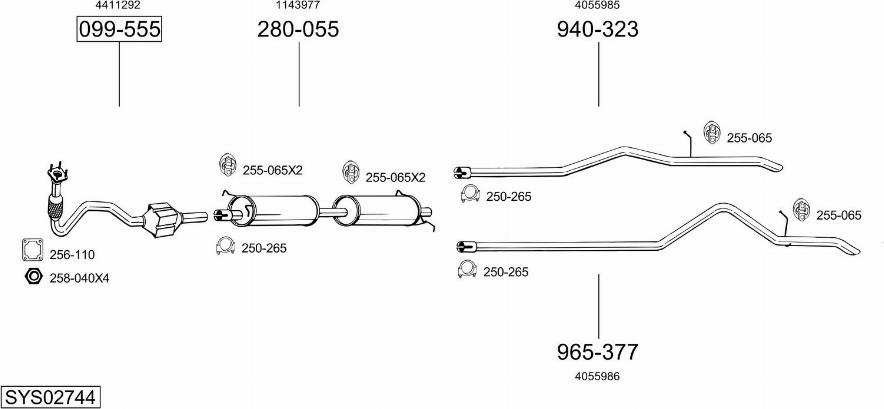 Bosal SYS02744 - Система выпуска ОГ autosila-amz.com