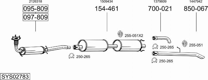 Bosal SYS02783 - Система выпуска ОГ autosila-amz.com