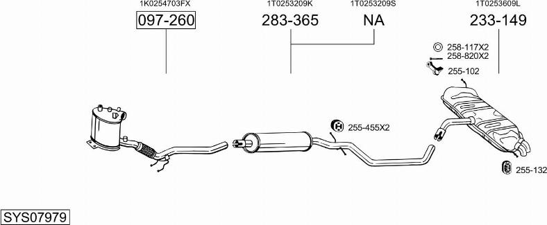 Bosal SYS07979 - Система выпуска ОГ autosila-amz.com