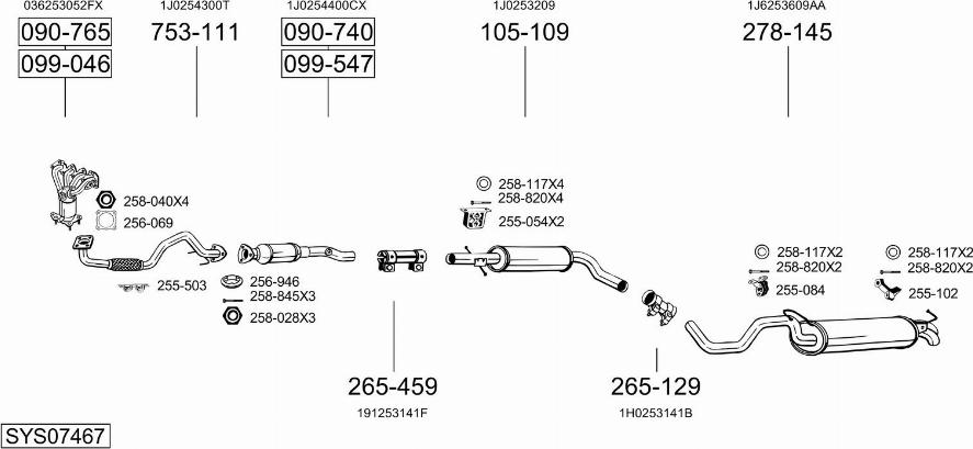 Bosal SYS07467 - Система выпуска ОГ autosila-amz.com