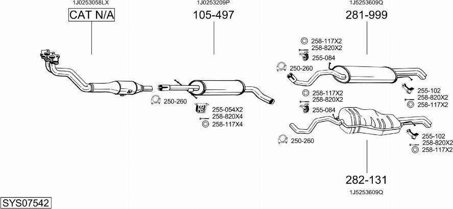 Bosal SYS07542 - Система выпуска ОГ autosila-amz.com