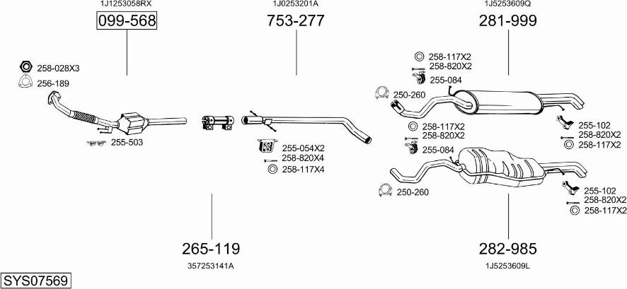 Bosal SYS07569 - Система выпуска ОГ autosila-amz.com