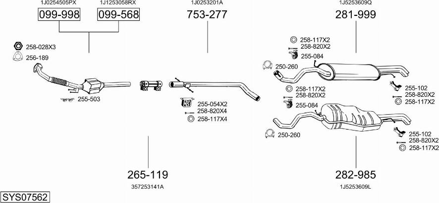 Bosal SYS07562 - Система выпуска ОГ autosila-amz.com