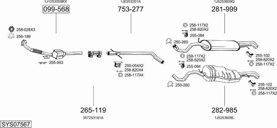 Bosal SYS07567 - Система выпуска ОГ autosila-amz.com