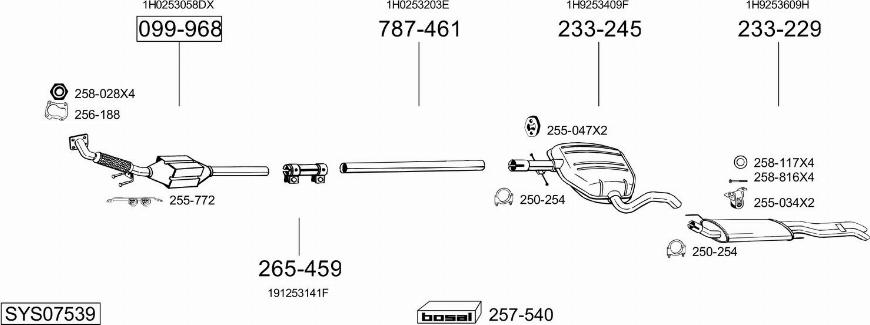 Bosal SYS07539 - Система выпуска ОГ autosila-amz.com