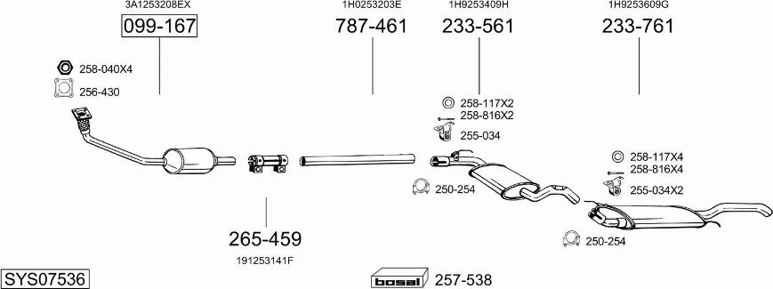 Bosal SYS07536 - Система выпуска ОГ autosila-amz.com