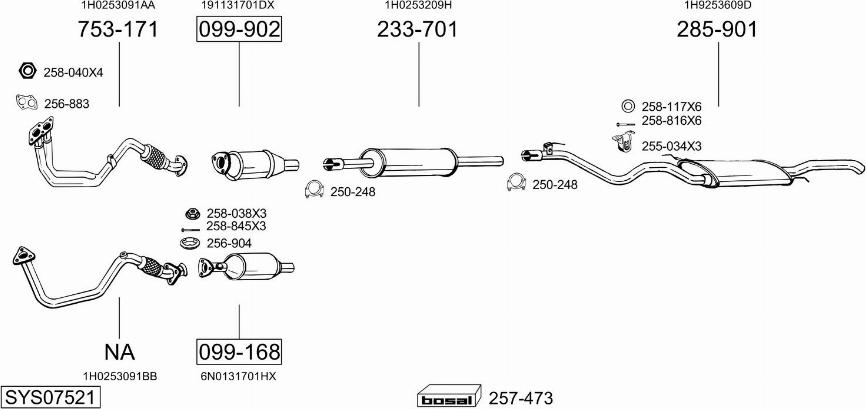 Bosal SYS07521 - Система выпуска ОГ autosila-amz.com