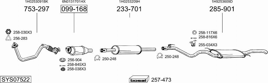 Bosal SYS07522 - Система выпуска ОГ autosila-amz.com