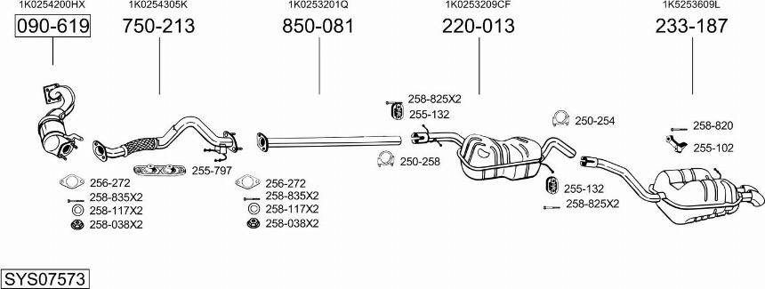 Bosal SYS07573 - Система выпуска ОГ autosila-amz.com