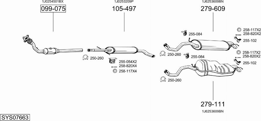 Bosal SYS07663 - Система выпуска ОГ autosila-amz.com